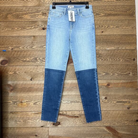 L'Agence Patchwork Two Tone Straight Leg Jeans Size 25 NWT - Picture 1 of 3